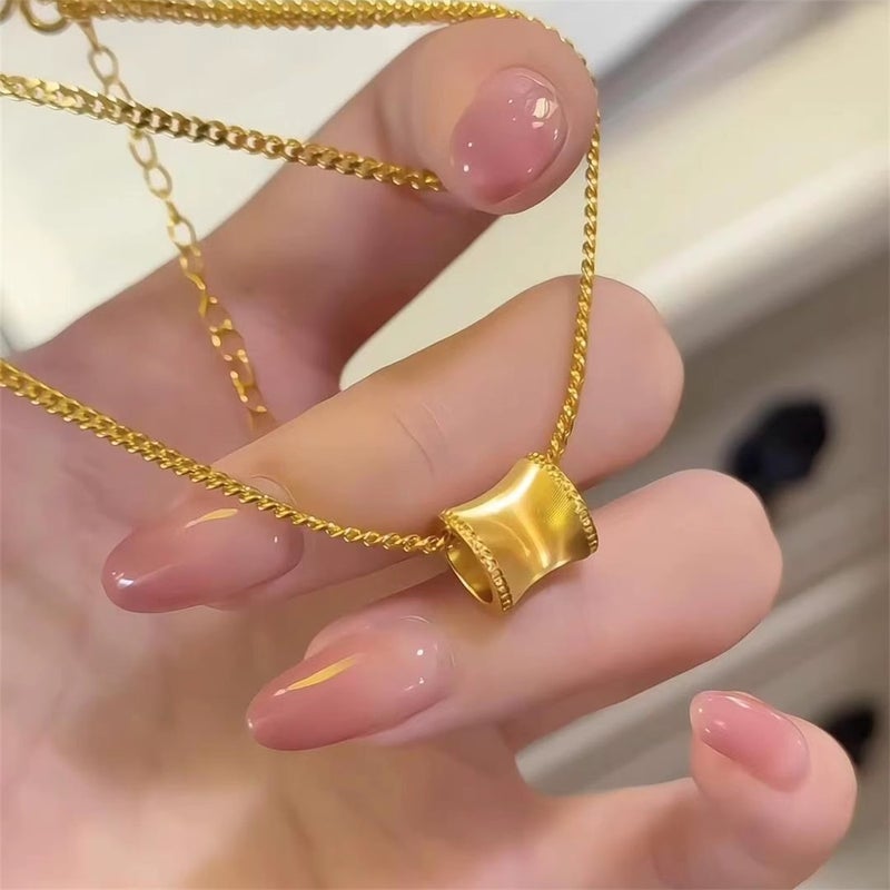 Jindian Same Style Seiko Cnc Cutting Aurora Cat'S Eye Small Man Waist Necklace Fashionable Light Luxury All-Match Brushed Pendant For Women - Image 1